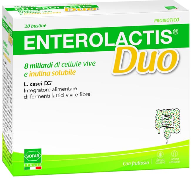 ENTEROLACTIS Duo Integratore alimentare di fermenti lattici vivi e fibre 20 BUSTINE di SOFAR SPA
