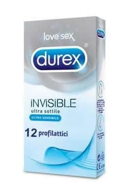 Durex Invisible preservativi ultra sottili, sensibili e trasparenti 12 pezzi - Reckitt Benckiser H.(It) SPA