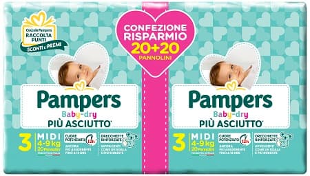 PAMPERS BABY DRYDUO DWCT MIDI 40 PEZZI