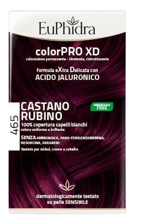 EUPHIDRA COLORPRO XD 465 CAST RUBINO GEL COLORANTE CAPELLI IN FLACONE + ATTIVANTE + BALSAMO + GUANTI
