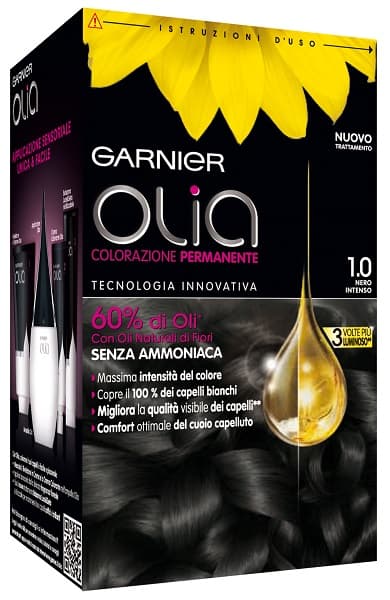 tinta per capelli colorazione permanente senza ammoniaca olia nero intenso n.1,0