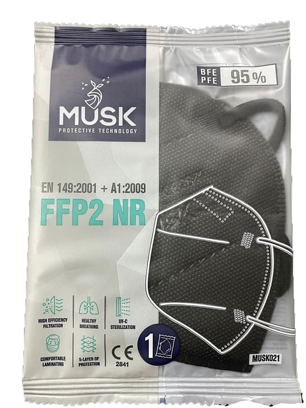 MASCHERINA FFP2 NERA MUSK 10PZ
