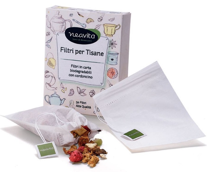 Scatola da 50 filtri per tisane con cordoncino 6 pezzi