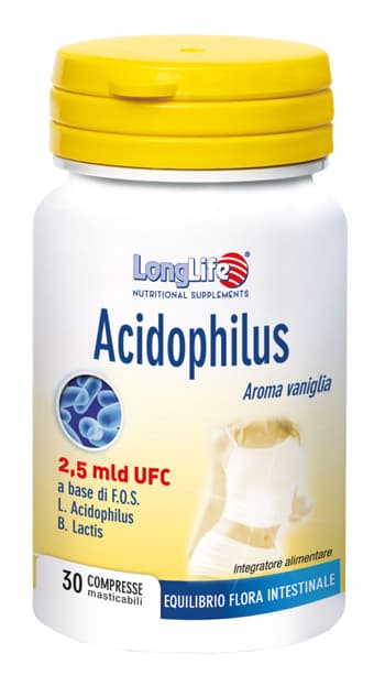 LongLife Acidophilus Integratore Flora Intestinale 30 tavolette masticabili