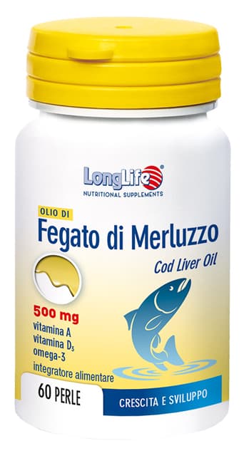 LongLife Olio di Fegato di Merluzzo Integratore Difese Immunitarie 500 mg 60 Perle