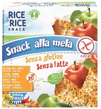 Rice&Rice Snack Di Riso Alla Mela Biologico Senza Glutine 6x21 g