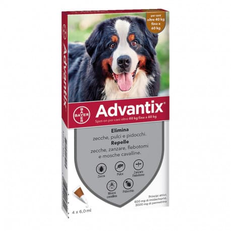 Advantix Spot-on per Cani Oltre i 40 Kg fino a 60 Kg 4 Pipette Monodose