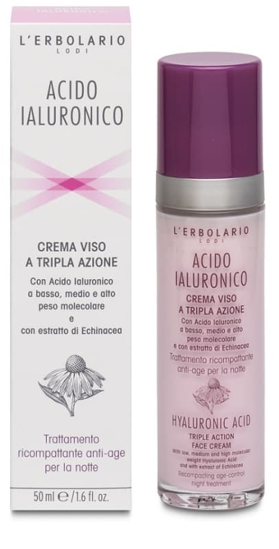 Acido Ialuronico Crema Viso a Tripla Azione Trattamento Ricompattante Antiage Notte 50 ml