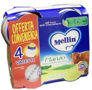 MELLIN Omogeneizzato Manzo 4 Vasetti da 80 g