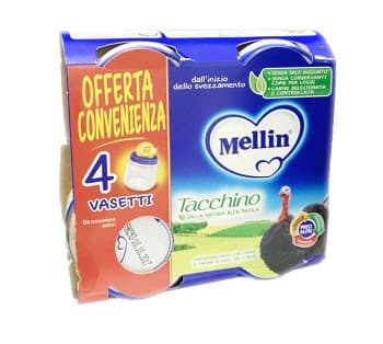 Mellin Omogeneizzato Tacchino 100% Naturale 4 Vasetti da 80g