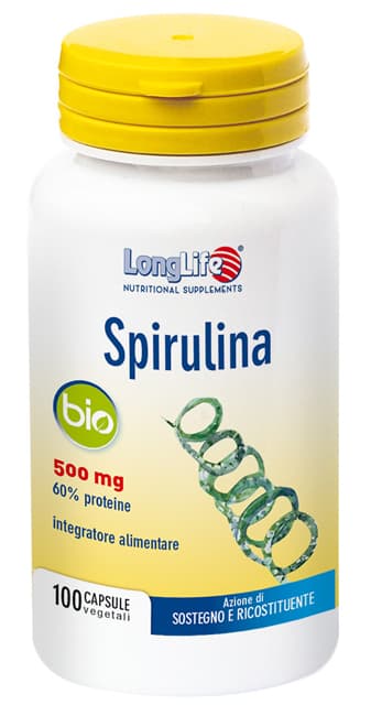 LongLife Spirulina Bio 500 mg Integratore 100 Capsule Vegetali
