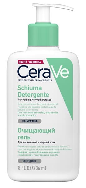 CeraVe Schiuma Detergente Sebonormalizzante Pelle Normale a Grassa 236 ml