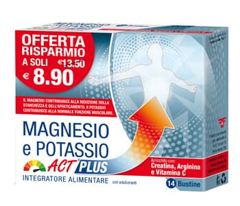 Magnesio Potassio Act Plus Integratore di Sali Minerali 14 Bustine