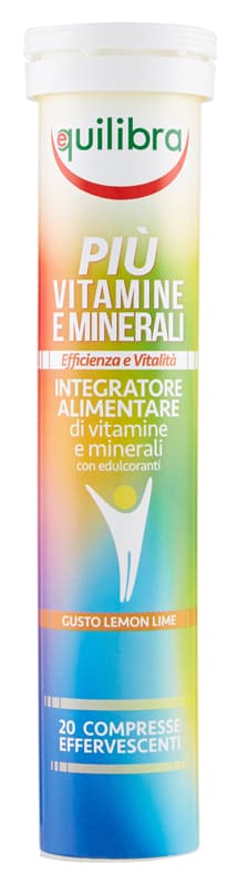 Piu' Vitamine e Minerali Gusto Lemon Lime 20 Compresse Efferfescenti