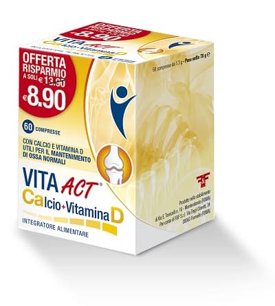 Vita Act Calcio + Vitamina D Integratore Alimentare 60 Compresse