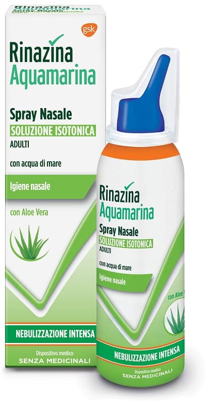Rinazina Aquamarina Spray Nasale Isotonico Intenso con Aloe Vera 100 ml