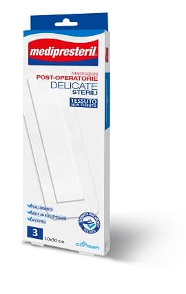 Medicazione Post Operatoria Medipreseteril Delicata Tnt 10x30cm 3 Pezzi