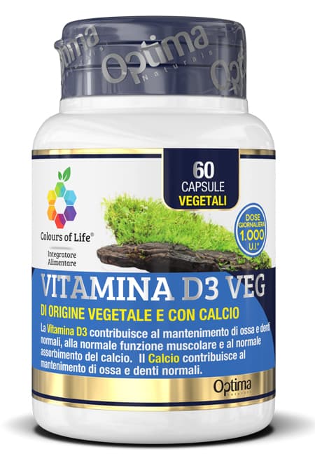 Colours Life Vitamina D3 Integratore Alimentare 60 Capsule Vegetali