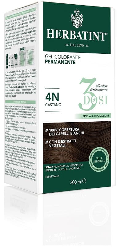 Herbatint Tintura Capelli Gel Permanente 3Dosi 4N Castano 300 ml