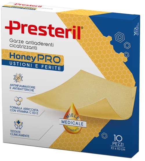 Presteril Honeypro Garza Antiaderente Cicatrizzante 10x10 Cm 10 Pezzi