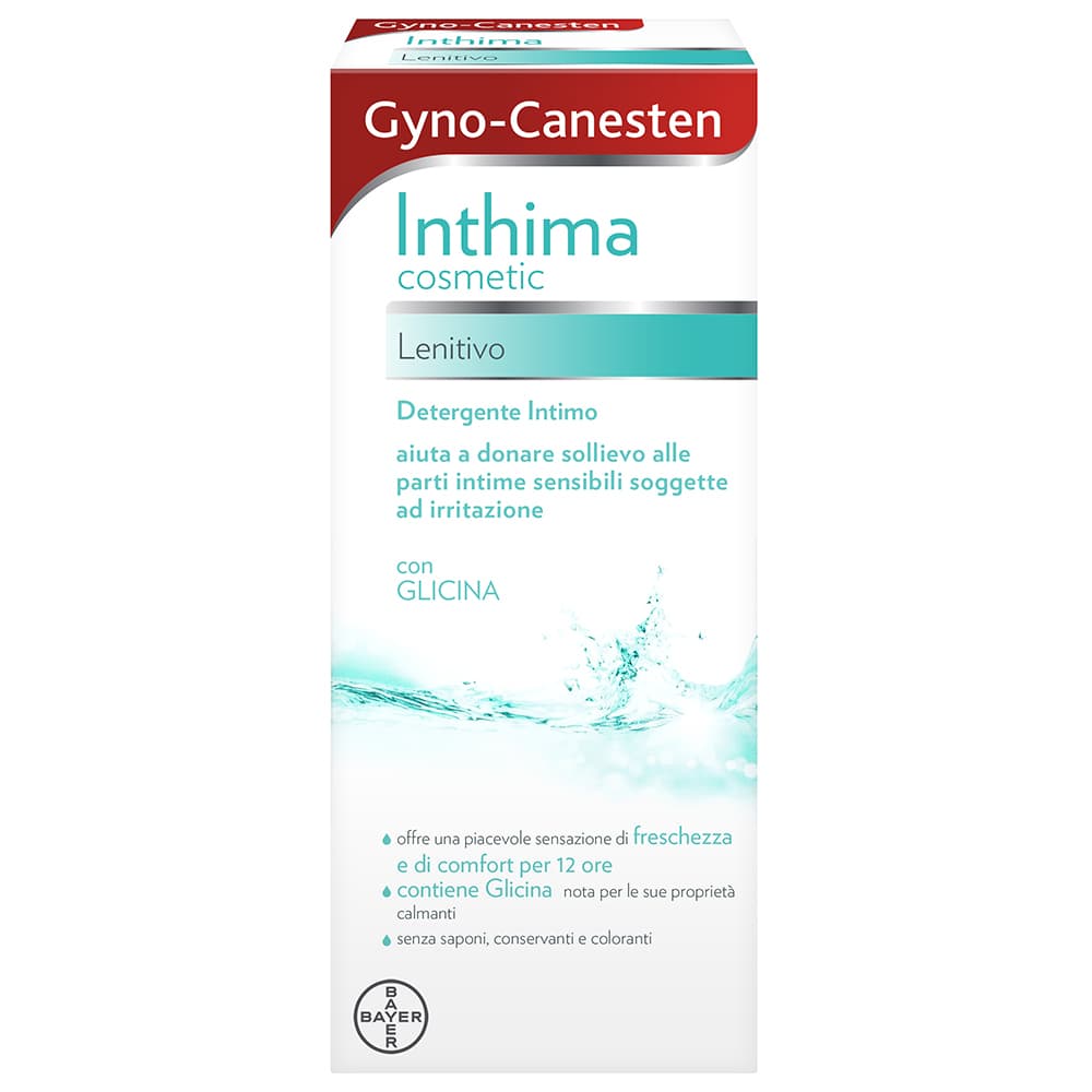 Gyno-Canesten Inthima Detergente Intimo Lenitivo per Igiene Intima comfort 12 ore 200ml