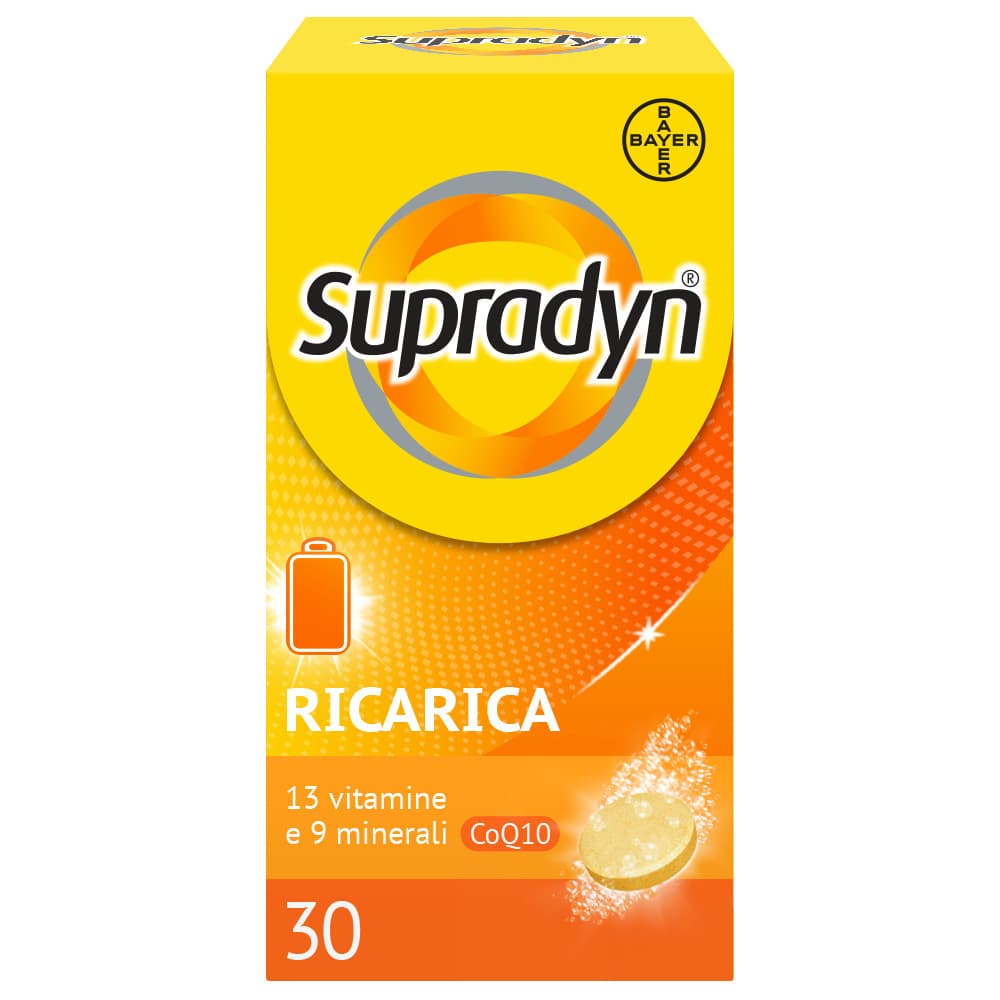 Supradyn Ricarica, Integratore Multivitaminico con Vitamine B ad Alto Dosaggio Contro Stanchezza Fisica e Affaticamento, 30 Compresse Effervescenti Gu