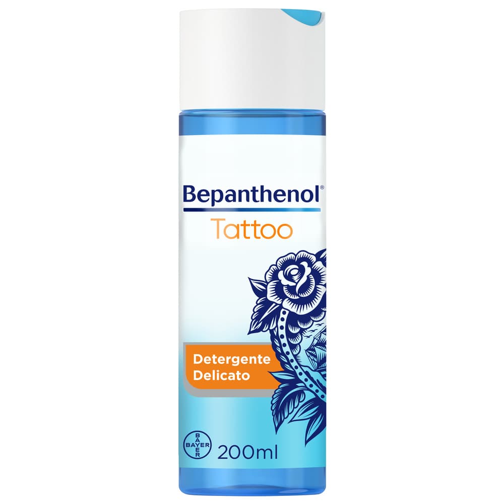 Bepanthenol Tattoo Detergente Delicato per Tatuaggi con Pantenolo Gel Senza Sapone 200ml