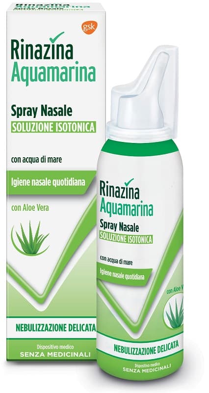 Rinazina Aquamarina Spray Isotonico con Acqua di Mare e Aloe Vera 100 Ml