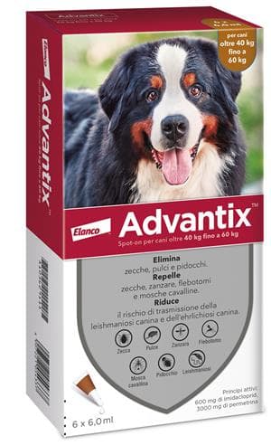 Advantix Spot On Per Cani Da 40kg a 60kg 6 Pipette Da 6ml