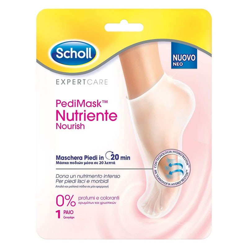 Scholl Pedimask Maschera Piedi Nutriente ai 3 Oli Avocado Argan e Jojoba 2 Paia