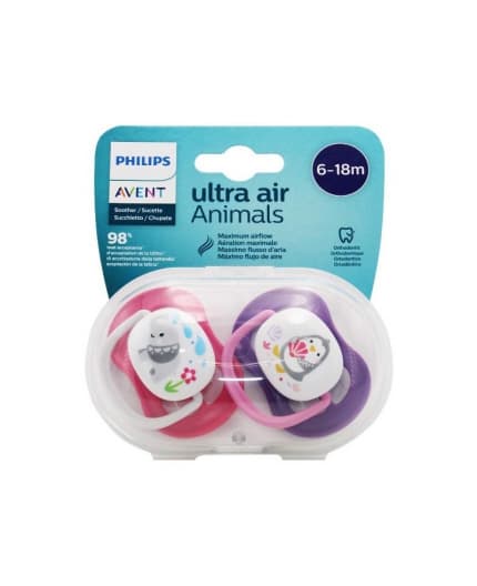 Avent ultra air animals succhietto elefant/penguin femmina 6-18 mesi 2 pezzi