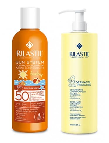 Rilastil sun system latte baby fluido 200 ml + dermastil detergente 250 ml