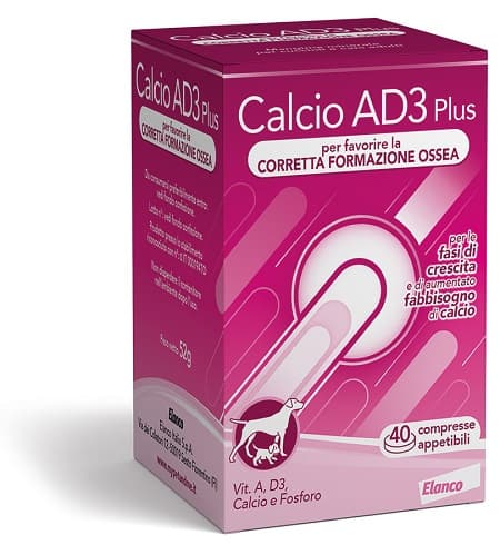 Calcio Ad3 Plus Tabs Sviluppo Integratore Ossa Cane 40 Compresse