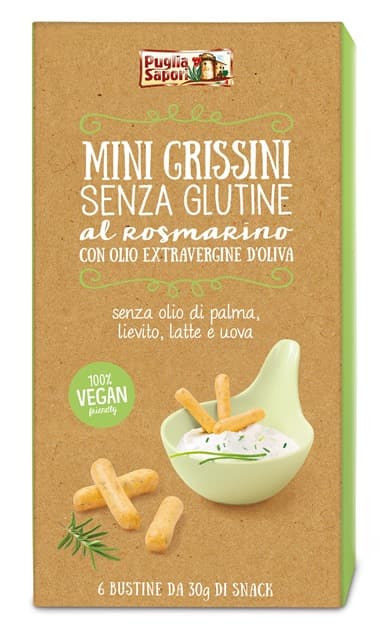 PUGLIA SAPORI MINI GRISSINI AL ROSMARINO E OLIO EXTRAVERGINEDI OLIVA 180 G