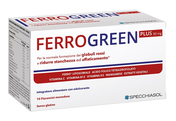 Specchiasol Ferrogreen Plus Monodose Integratore Ferro 10 flaconcini
