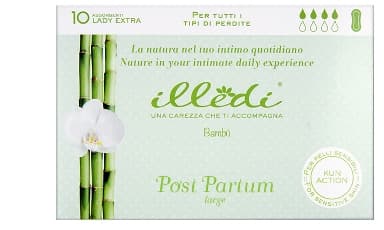 Illedi Lady Extra Assorbenti Post Parto Taglia L Fibra di Bambù 10 pezzi