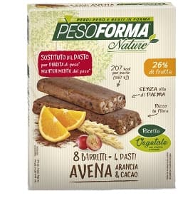 Pesoforma Nature Barrette Dietetiche con Avena, Arancia e Cacao
