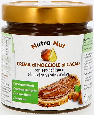 Nutra nut crema nocciole al cacao con semi di lino e olio extra vergine d'oliva 400 g