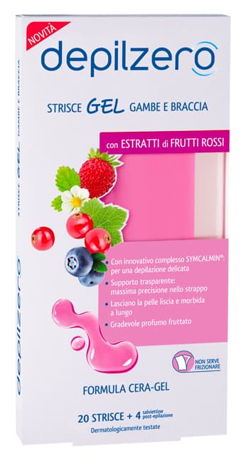 Depilzero Strisce Gel Gambe e Braccia, 20 strisce + 4 salviettine