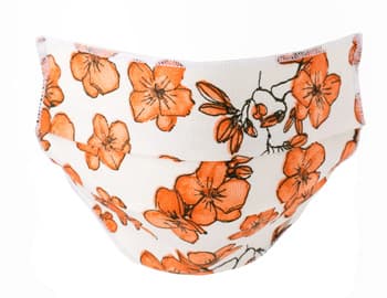 Flower arancio mascherina lavabile triplo strato 2 pezzi