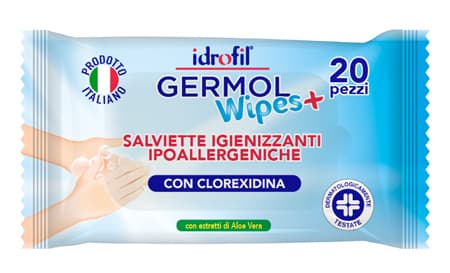 Germol Wipes+ Salviettine Igienizzanti Mani Con Clorexidina 20 Pezzi