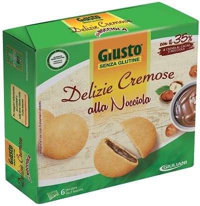 GIUSTO SENZA GLUTINE DELIZIE CREMOSE CACAO/NOCCIOLA DOPPIO TAGLIO PREZZO -20% 2X180 G