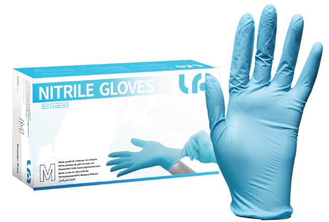 Guanti nitrile azzurro senza polvere l 100 pezzi