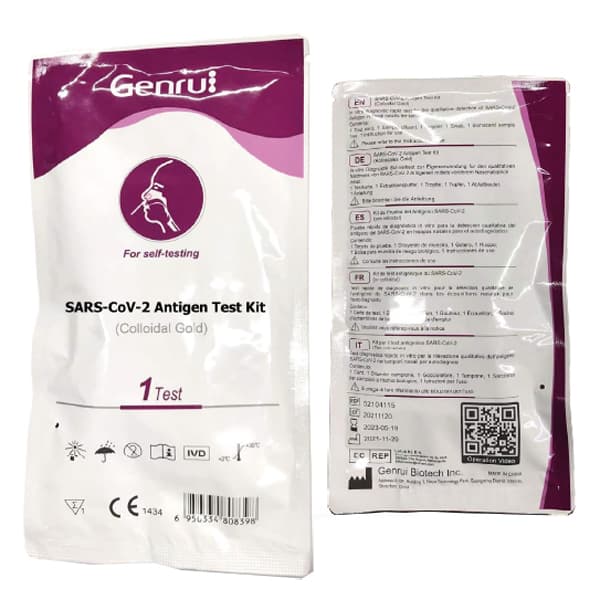 Test antigenico rapido covid-19 genrui autodiagnostico determinazione qualitativa antigeni sars-cov-2 in tamponi nasali mediante immunocromatografia 1 pezzo