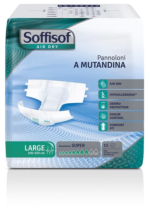 SOFFISOF AIR DRY PANNOLINO MUTANDA ALI LARGE SUPER 8 GOCCE