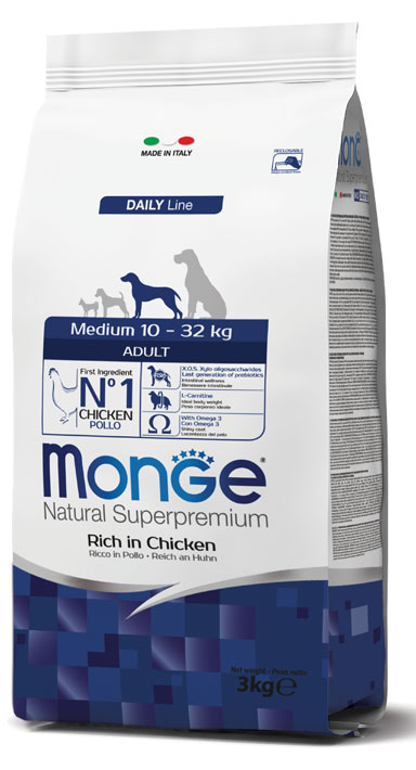 super premium adult medium ricco di pollo - mangime secco per cani 3 kg