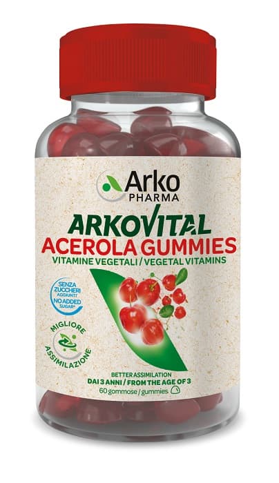 ArkoPharma ArkoVital Acerola Gummies di Vitamina C, 60 Caramelle Gommose