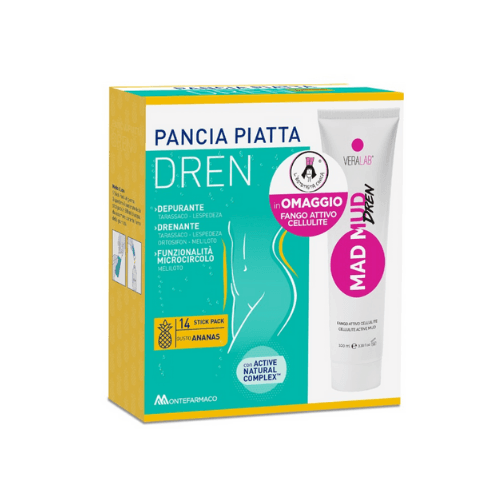 Lactoflorene Pancia Piatta Dren Ananas Integratore Gonfiore Addominale 14 bustine + Flacone Di Fango Anticellulite Omaggio