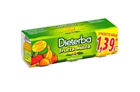 Dieterba Omogenizzato Frutta Mista 3 Vasetti da 80 g