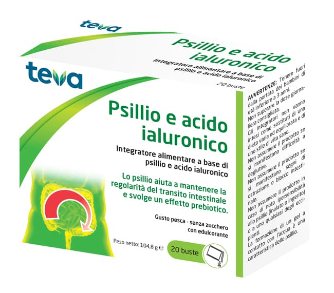 Teva Psillio Acido Ialuronico Integratore Transito Intestinale 20 Bustine